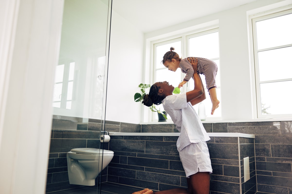 baby in bathroom